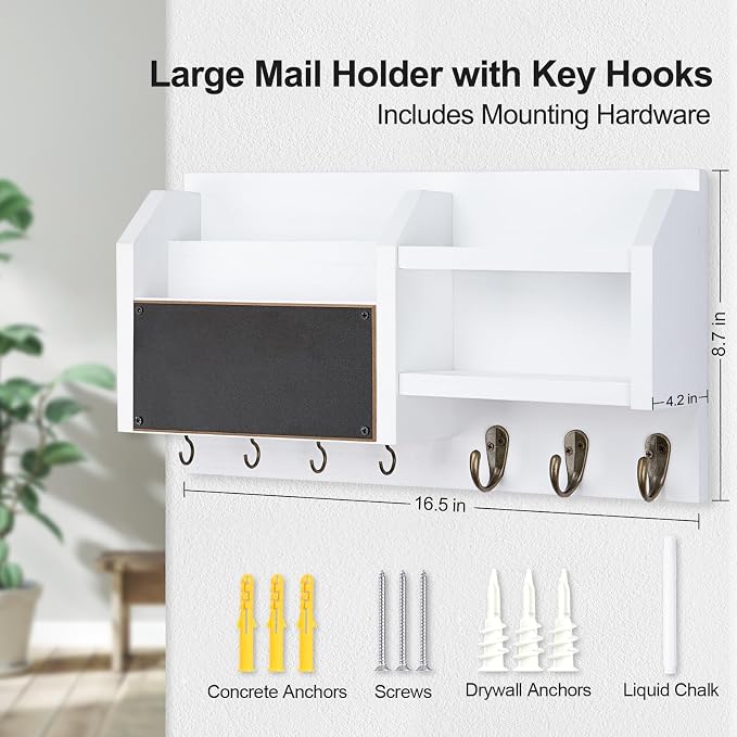Lwenki Mail and Key Holder – Wall Mount Key Hanger - Image 6