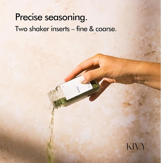 KIVY Spice Jars with Labels Glass Seasoning Containers with Airtight Lids - Image 5