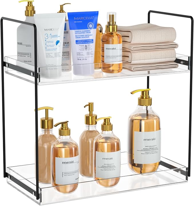 Bathroom Countertop Organizer, 2 Tier Acrylic Tray Vanity Counter Skincare by NPPLUS