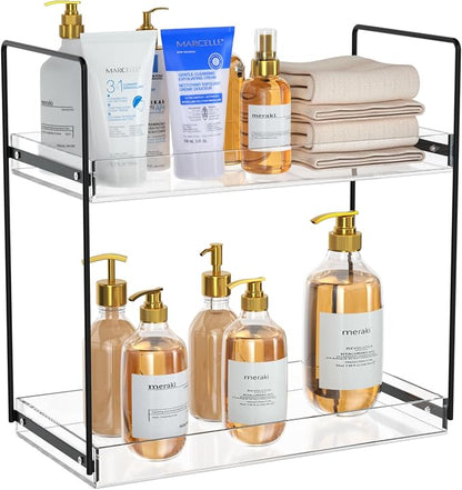 Bathroom Countertop Organizer, 2 Tier Acrylic Tray Vanity Counter Skincare by NPPLUS