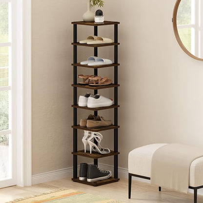 Furinno Turn-N-Tube Vertical Shoe Rack, 8-Tier Narrow Shoe Organizer, Free - Image 2