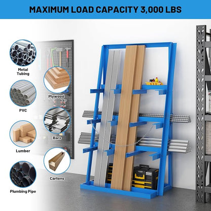 Vertical Bar Rack, 3000 Lbs Weight Capacity, Steel Bays Long Parts Storage Rack - Image 6