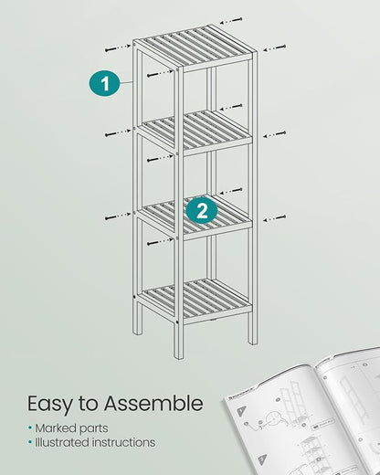 SONGMICS Bamboo Storage Shelf, 4-Tier Shelving Unit, in the Entryway, Living - Image 7