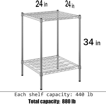 24" Deep x 24" Wide x 34" Height Wire Shelving Kit | 2-Tier | NSF Commercial - Image 3