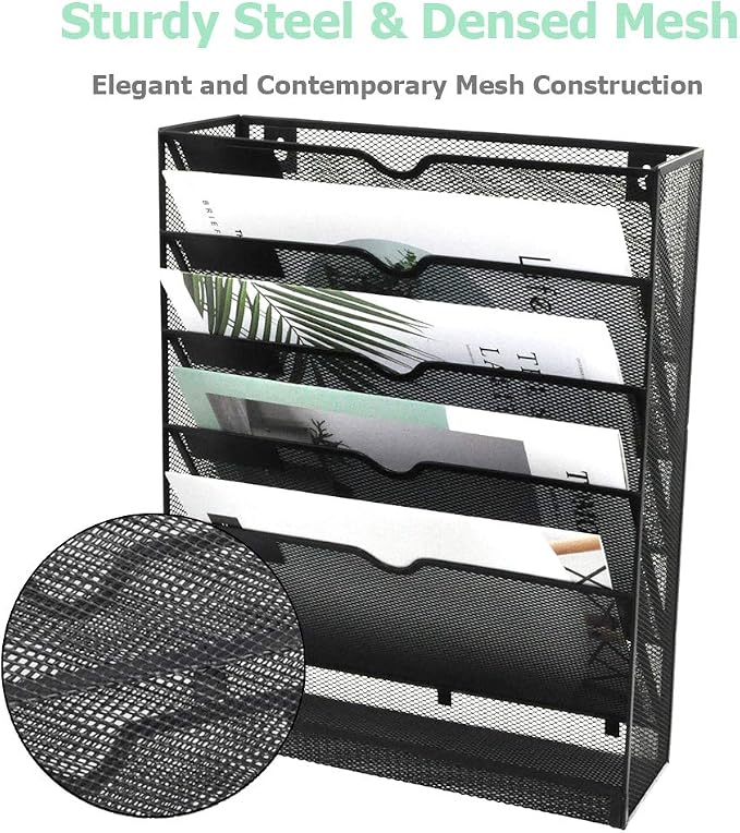 EASEPRES Desk File Organizer Mesh 6-Tier, Hanging Wall Mount Document - Image 4