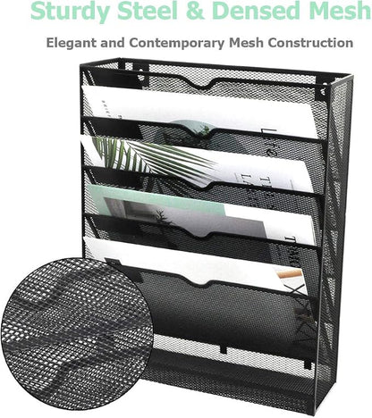 EASEPRES Desk File Organizer Mesh 6-Tier, Hanging Wall Mount Document - Image 4