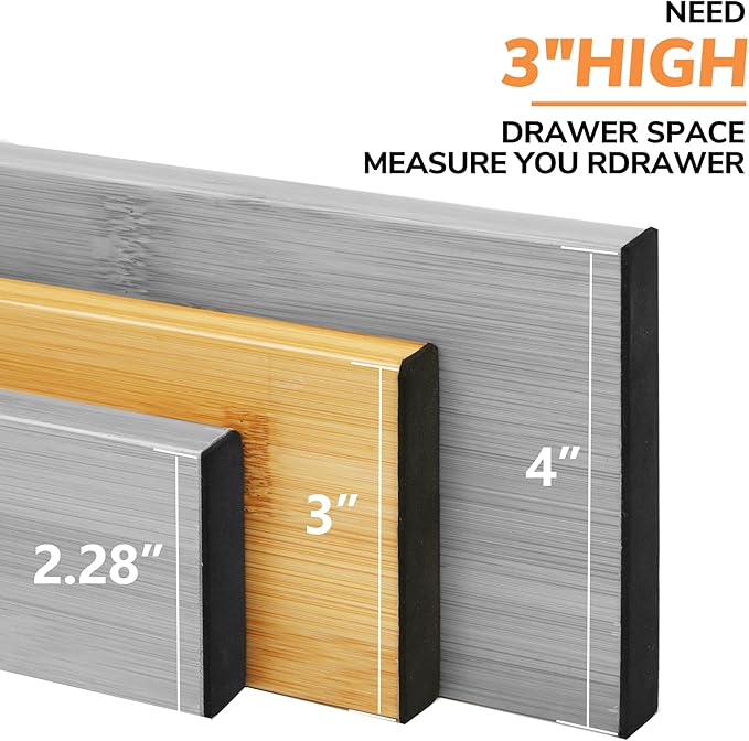 BAMEOS Bamboo Expandable Drawer Dividers – Fits 13.3"–19" Drawers, Prevents - Image 3