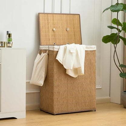 Laundry Hamper with Lid, 52.8 Gallon Large Laundry Basket 2 Removable Liner Bags - Image 3