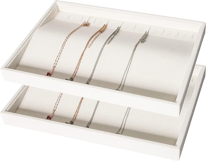 Coward Set of 2 Stackable Necklace Holder Organizer Tray Velvet Necklace by FocusOnJewelryDisplay15yrs