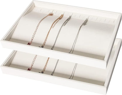 Coward Set of 2 Stackable Necklace Holder Organizer Tray Velvet Necklace by FocusOnJewelryDisplay15yrs