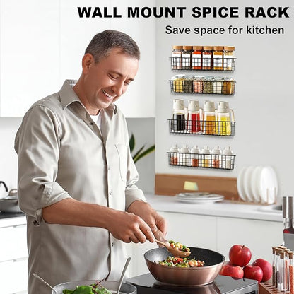 Spice Rack Organizer Wall Mount, 2 Pack Black Seasoning Rack Wire Storage - Image 2