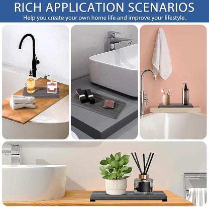 2PCS Water Absorbing Stone Tray, Quick Drying Diatomite Stone Sink Tray - Image 7