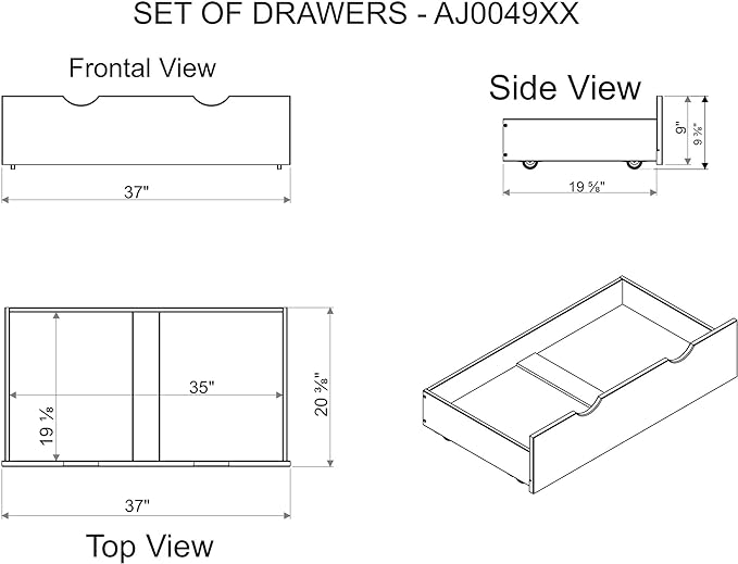 White Wood Underbed Storage Drawers on Wheels - Image 3
