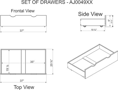 White Wood Underbed Storage Drawers on Wheels - Image 3