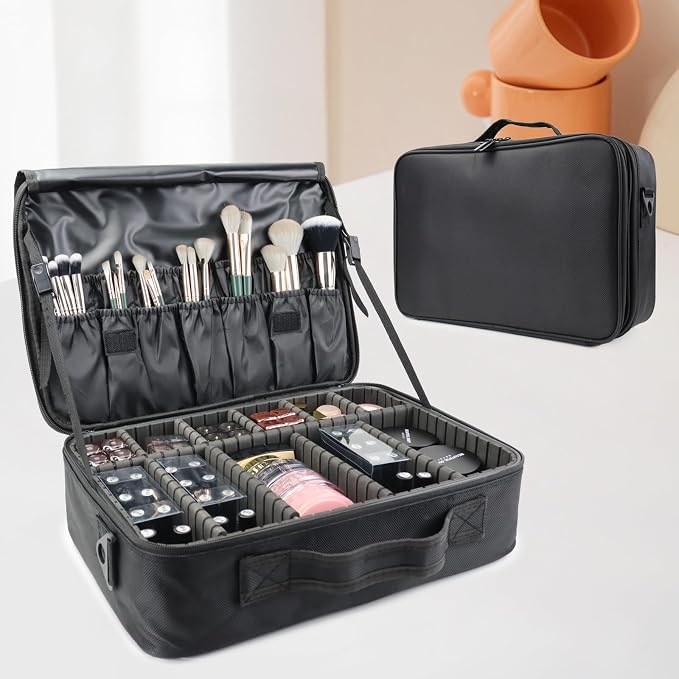 Travel Makeup Bag Makeup Cosmetic Train Case Organizer Portable Storage Bag - Image 5