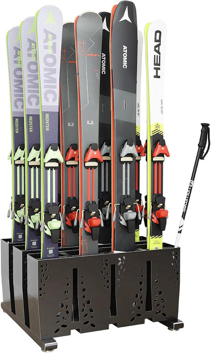 Heavy Duty Metal Ski Storage Rack, 12 Pair Freestanding Steel Ski Holder by TOCRETOARE