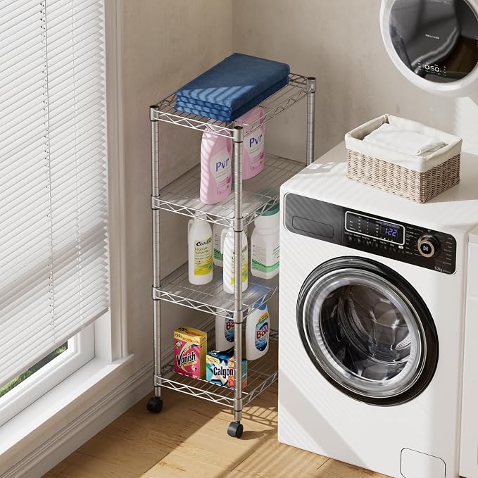 SINGAYE 4 Small Shelves Storage Shelf Wire Shelving Unit Metal Shelf Adjustable - Image 6