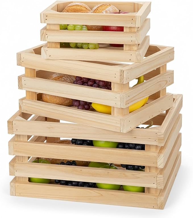Oairse Set of 3 Nesting Wooden Storage Crates - Image 7