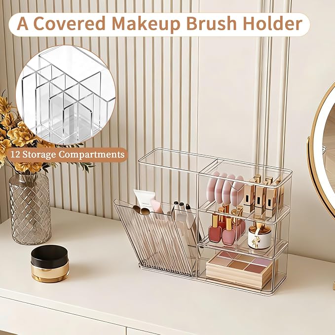 Makeup Organizer with Covered Brush Holder - Image 2
