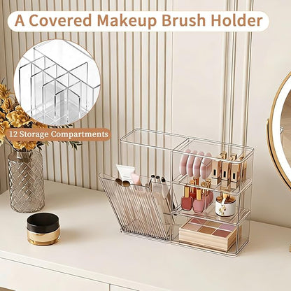 Makeup Organizer with Covered Brush Holder - Image 2