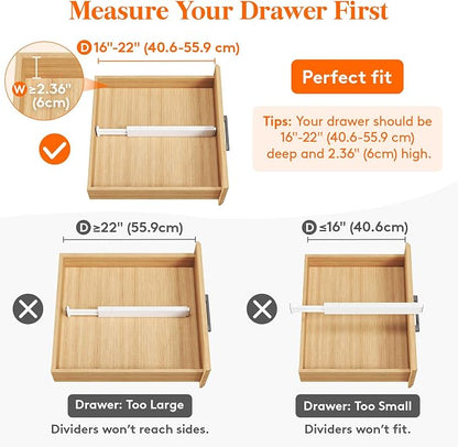 Lifewit 10 Pack Kitchen Drawer Dividers 2.36" High, Plastic Expandable - Image 4