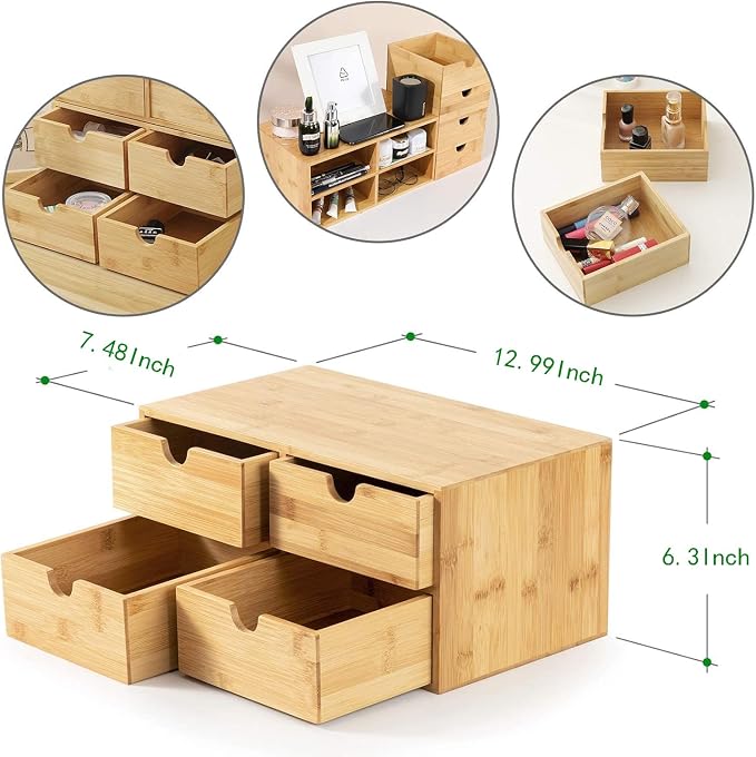 Bamboo Desk Drawer Organizer, Desktop Organizer - Image 3
