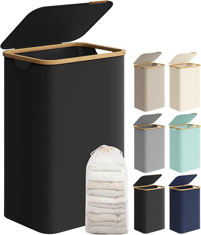 SONGMICS Laundry Hamper with Lid, Large Laundry Basket, 23.8 Gallons, Removable by SONGMICSbySONGMICSHOME