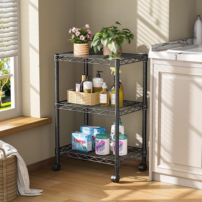 3 Tier Adjustable Storage Shelves Heavy Duty Metal Utility Shelf Wire Shelving - Image 8