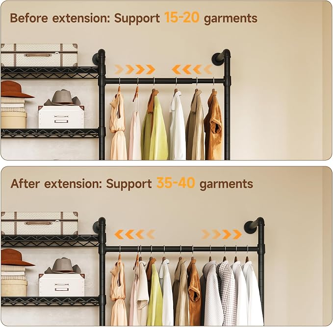 ONBRILL H3 Expandable Wall Mounted Closet System, 5.4FT-8.1FT Closet Organizer - Image 4