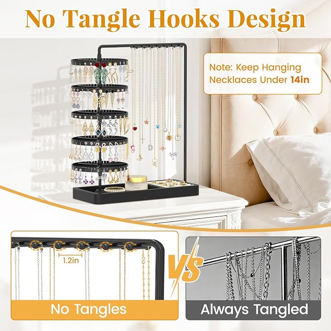 EsLuker.ly Earring Holder Organizer Necklace Display Stand Jewelry Storage | - Image 5