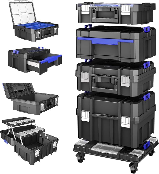 4 Tier Stackable Rolling Tool Box by AIRAJ