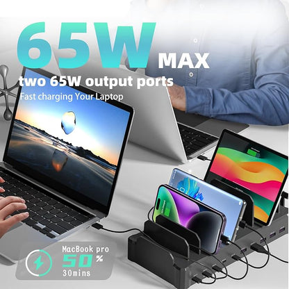 320W Charging Station for Multiple Devices, Zobirez 10-Port USB C Fast Charger - Image 3
