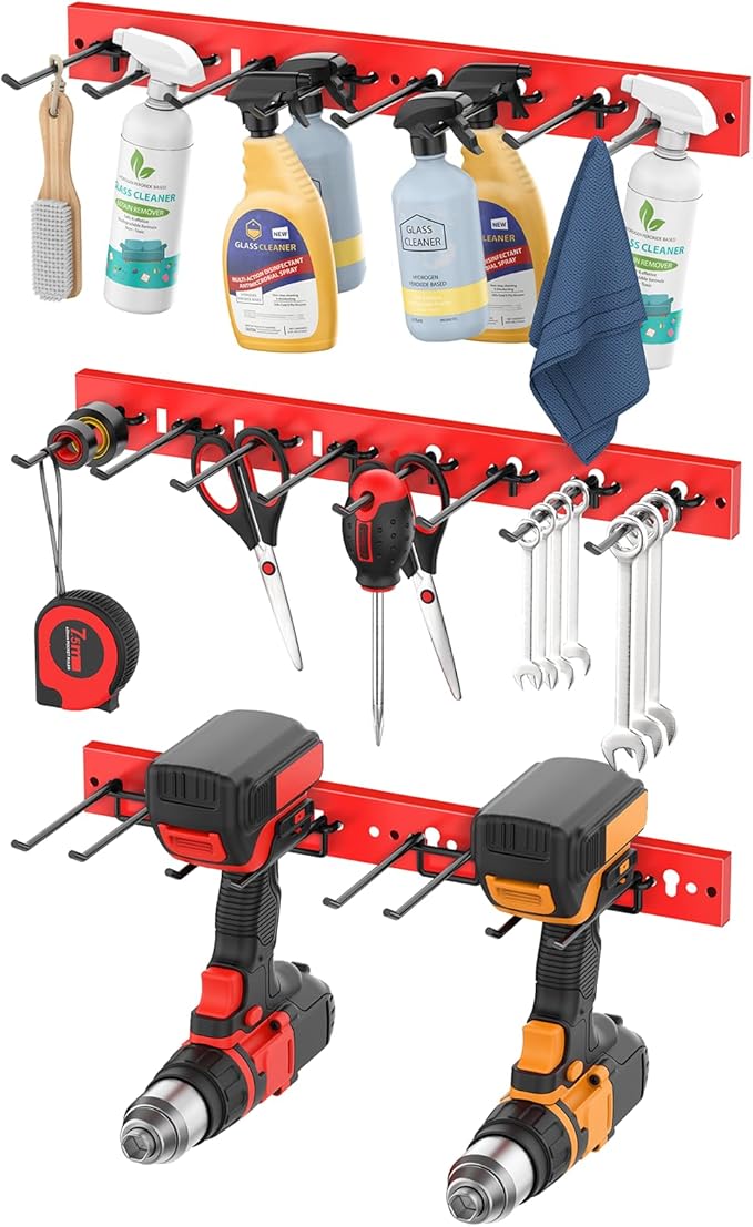 CCCEI 3 Modular Pegboard Strip Storage, Metal Peg Slat Wall Mount by CCCEI