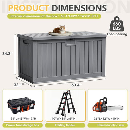 240 Gallon HDPE Deck Box Outdoor Indoor Waterproof Storage Box - Image 6