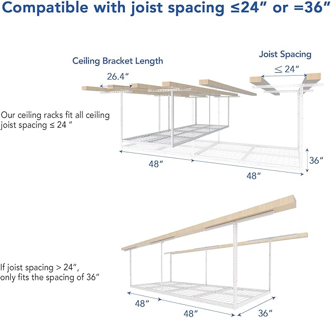 FLEXIMOUNTS 3x8 Overhead Garage Storage Rack, Adjustable Storage Organization - Image 3