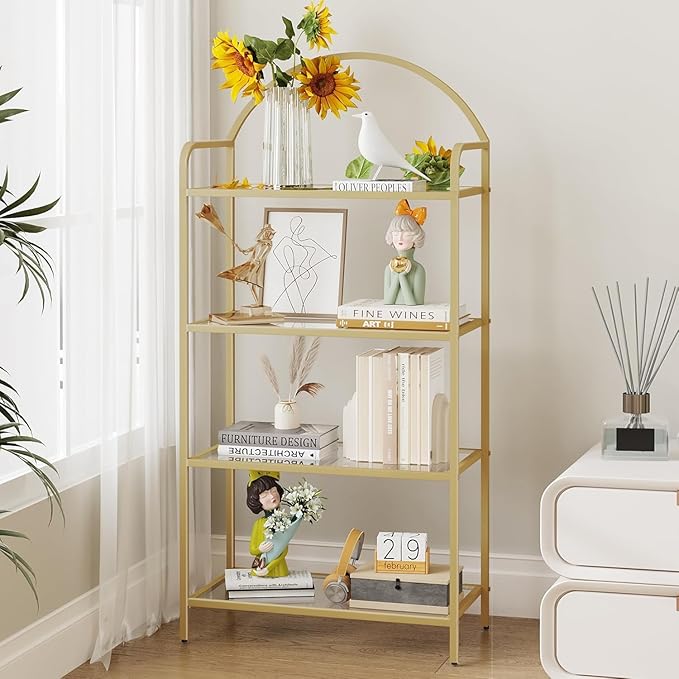 Hzuaneri Bookcase Bookshelf, Tempered Glass Bookshelves | Slim Shelving Unit by Hzuaneri