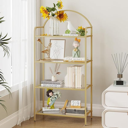 Hzuaneri Bookcase Bookshelf, Tempered Glass Bookshelves | Slim Shelving Unit by Hzuaneri