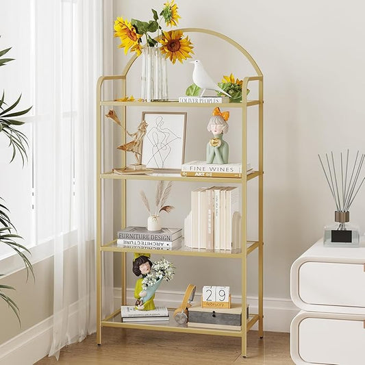 Hzuaneri Bookcase Bookshelf, Tempered Glass Bookshelves | Slim Shelving Unit by Hzuaneri