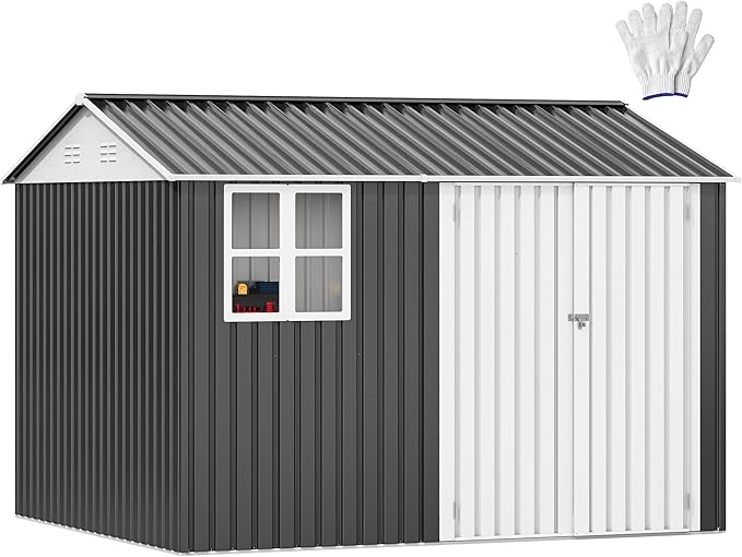 DWVO 10x8ft Metal Outdoor Storage Shed by DWVO