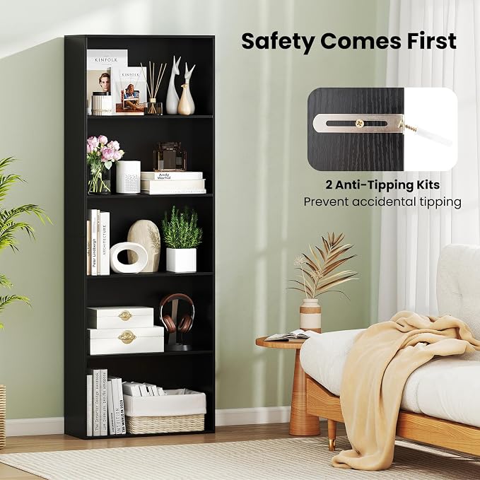Giantex 5-Tier Bookshelf, Freestanding Bookcase - Image 6