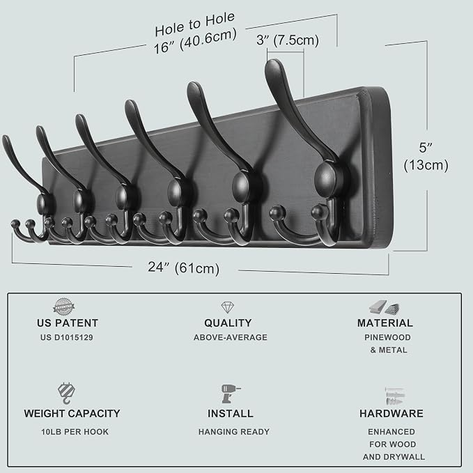 Dseap Coat Rack Wall Mounted - Image 6