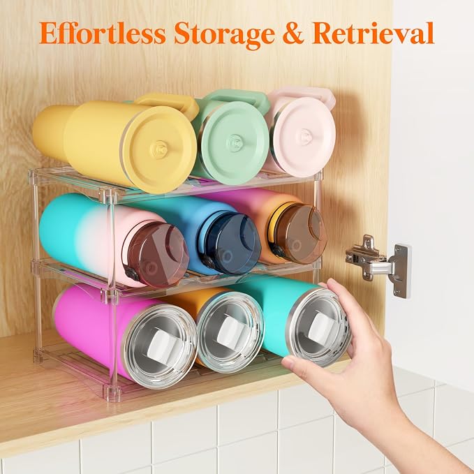 Lifewit Stackable Water Bottle Storage Organizer, Tumbler Cup Organizer - Image 5