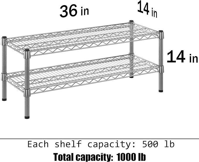 14" Deep x 36" Wide x 14" Height Wire Shelving Kit | 2-Tier | NSF Commercial - Image 3
