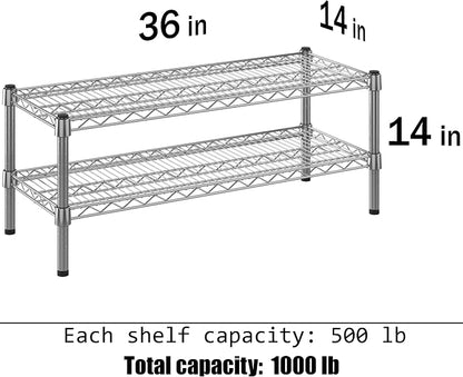 14" Deep x 36" Wide x 14" Height Wire Shelving Kit | 2-Tier | NSF Commercial - Image 3