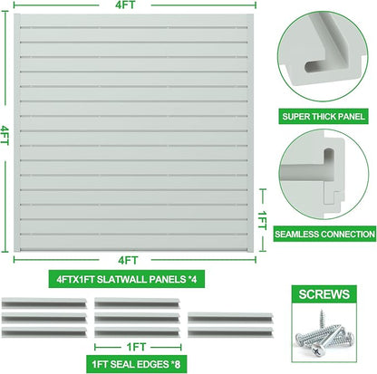 RELIANCER PVC Slat Wall Panels, 4ft by 4ft Garage Wall Organizer Storage System - Image 2