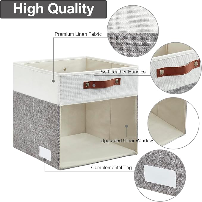 Bagnizer Storage Cubes, 4 Pack Linen Foldable Storage Bins - Image 5