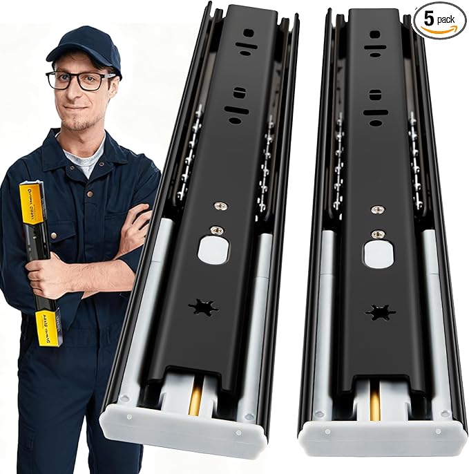 YENUO 5 Pairs Soft Close Drawer Slides Full Extension 12–24 Inch 100 LB | Side by YENUO