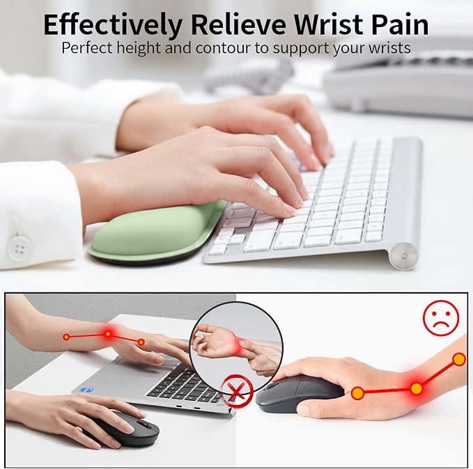 Bloss 2 Green Wrist Rest for Mouse & Keyboard, Ergonomic Wrist Support | Soft - Image 3