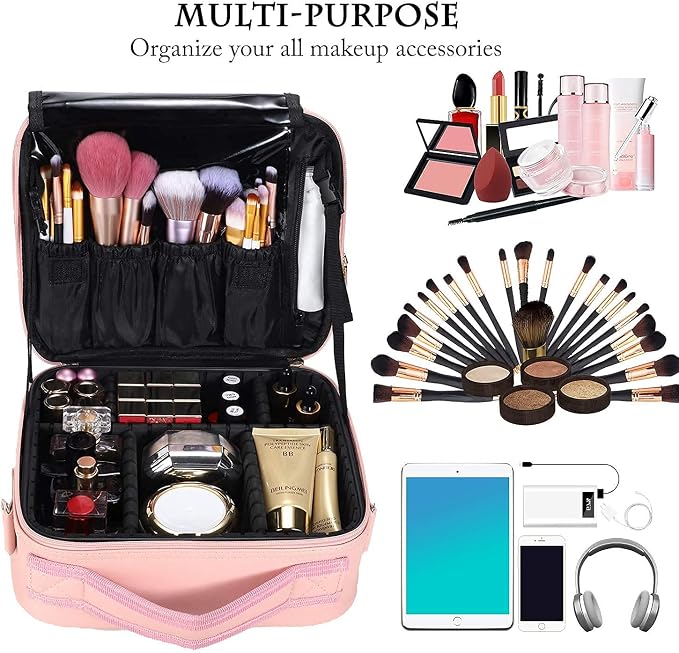 JOURMON Travel Makeup Bag Portable Cosmetic Train Case Organizer Artist Storage - Image 2