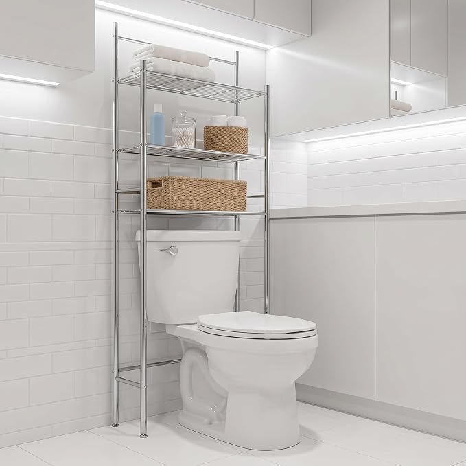 Honey-Can-Do 3-Tier Metal Bathroom Shelf Space Saver, Over The Toilet Storage - Image 8